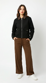 Chamarra cuello pana con ziper