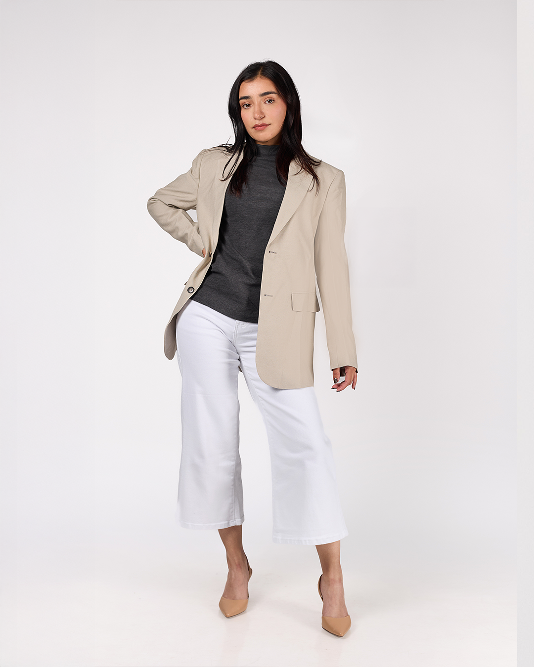 BLAZER OVERSIZE HOMBRERAS BEIGE