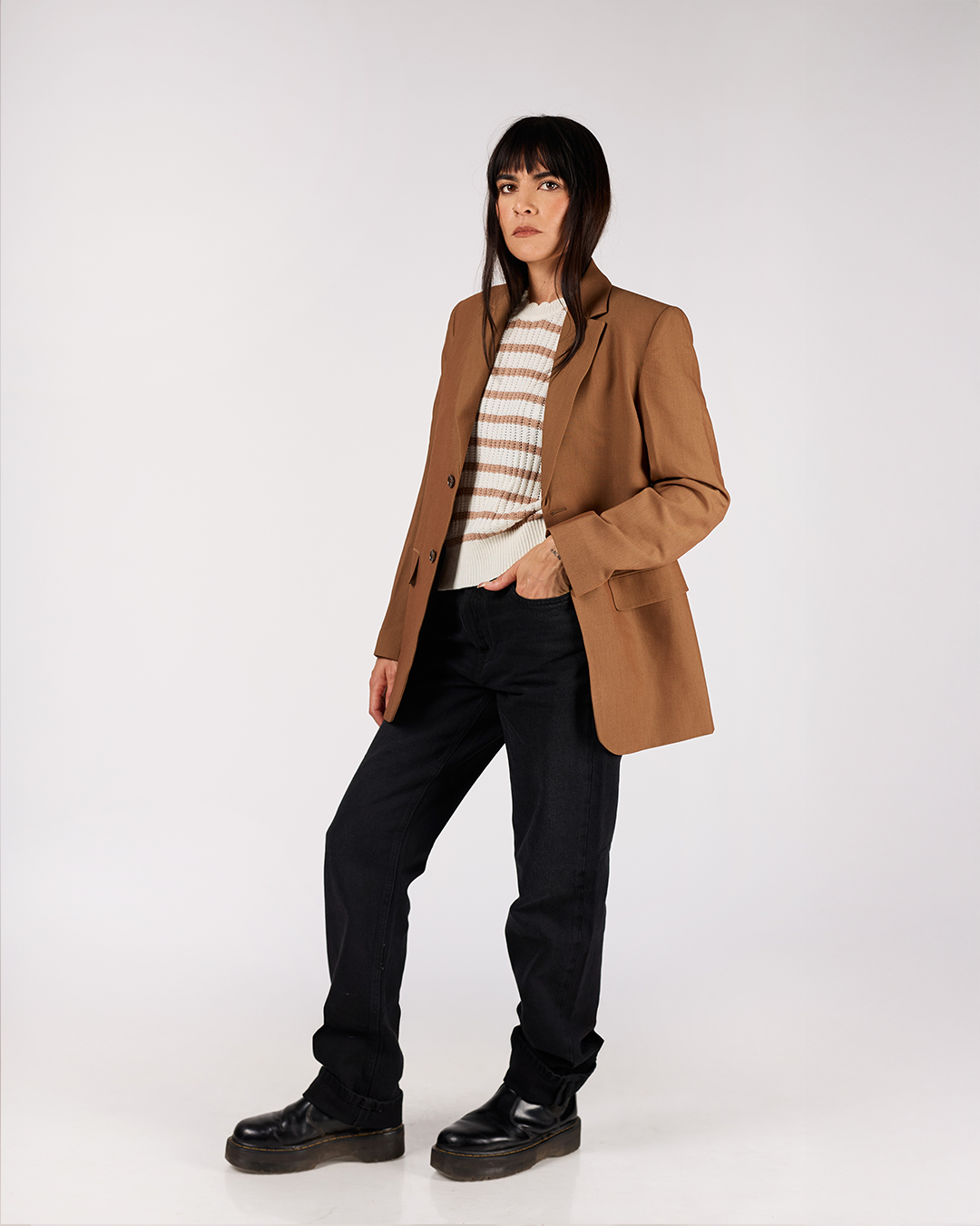 BLAZER OVERSIZE HOMBRERAS CAFÉ