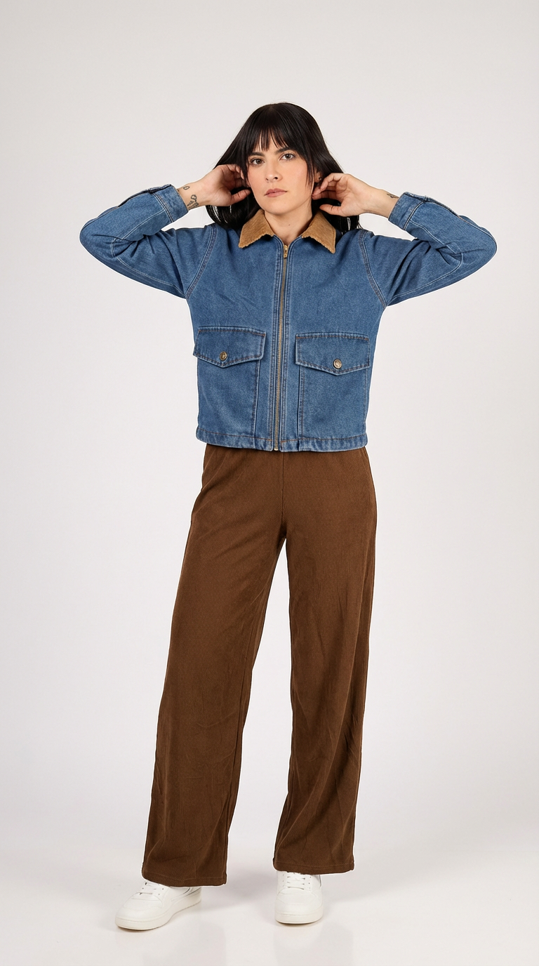 Chamarra cuello pana con ziper